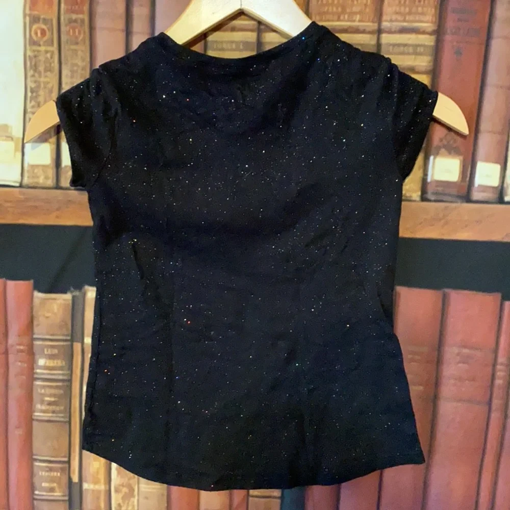 Justice Girls Be Unique Pineapple Glitter Graphic Tee Navy Size 6/7